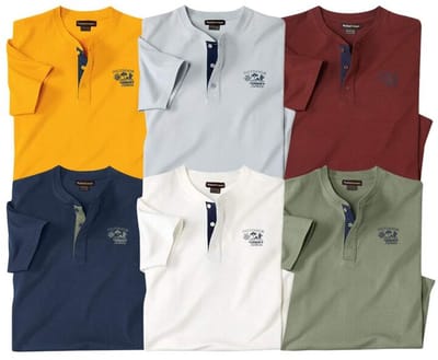 ATLAS FOR MEN - 6-pack T-shirts met henley kraag - Heren - Verkrijgbaar in grote maten - 5XL