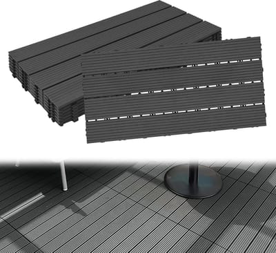 Terrastegels - Kunststof vloer - Buitenruimte creëren - Kliksysteem - 30 x 60 cm - Antraciet