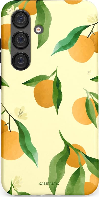 Casetastic Hoesje Geschikt voor Samsung S25 - Stijlvolle Beschermende Duo-layer Case - Bladrijke Sinaasappel