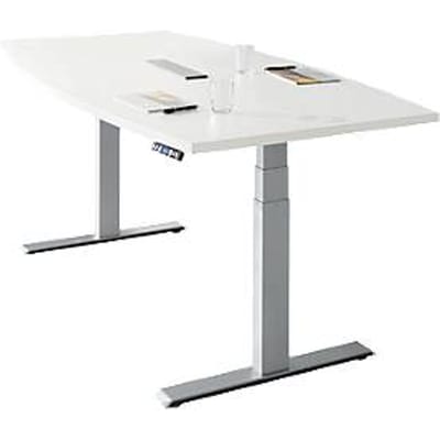 Schäfer Shop  Genius MODENA FLEX vergadertafel, elektrisch in hoogte verstelbaar, bootvorm, T-poot, B 2000 mm