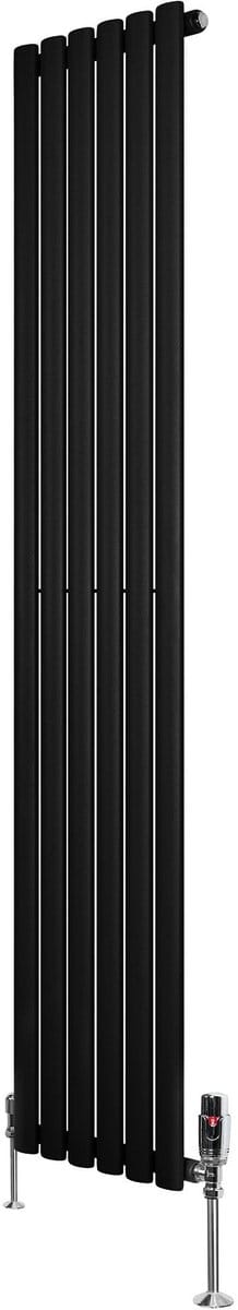 Ovale radiator 1 kolom - 1800x360 mm - zwart - thermostaatkraan