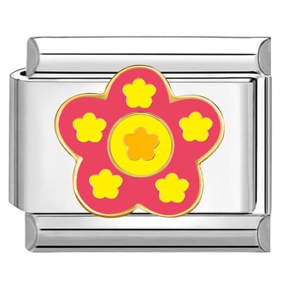 Quiges - Schakel - Bedel - 9mm - charms - Kleurrijk - Bloem - Geschikt voor - armband - Schakelarmband - italy bedels armband