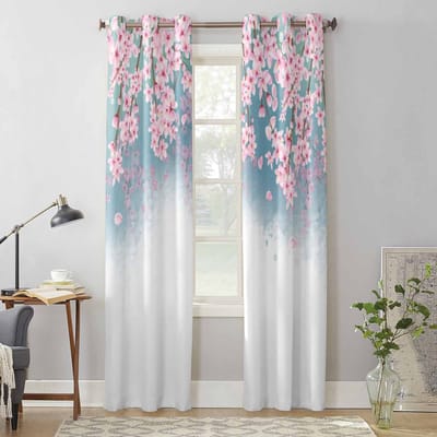 Perzikbloesem Aquarel Bloem Raamgordijnen voor Woonkamer Luxe Slaapkamer Gordijn Keuken Jaloezieën Draperieën Gordijnen 135W x 60H(cm) x1 gray
