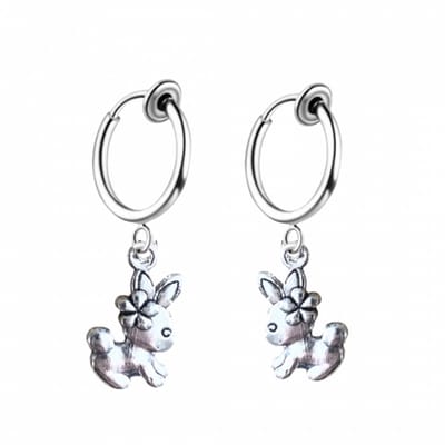 Klem oorbellen- konijn -zilverkleur-geen gaatje-Charme Bijoux
