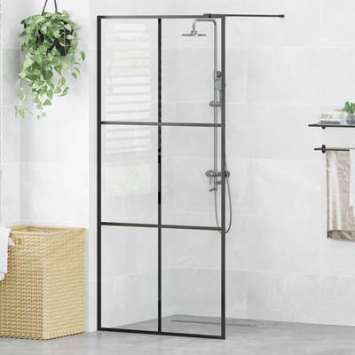 vidaXL - Inloopdouchewand - 90x195 - cm - ESG-glas - transparant - en - zwart
