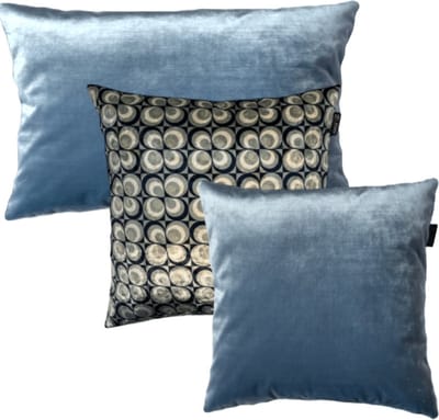 Zippi Design "70 Ocean Velvet Sierkussen Set 45 x 45 cm kleur blauw mint groen velvet en 2x Shiney Blue- ACTIE nu inclusief veren vulling!