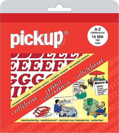 Pickup plakletters boekje CooperBlack rood - 15 mm
