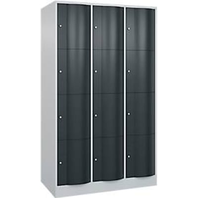 C+P Resisto lockerkast, 3 vakken, 12 vakken, B 1148 x D 640 x H 1950 mm, lichtgrijs/antracietgrijs