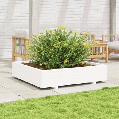vidaXL - Plantenbak - 110x110x26,5 - cm - massief - grenenhout - wit