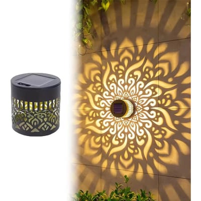 Zonne-Mandala Lantaarn Wandlamp Buiten LED Waterdichte Heklamp voor Tuin Gazon Landgoed Portiek Binnenplaats Decoratie Wandlamp Warm Yellow