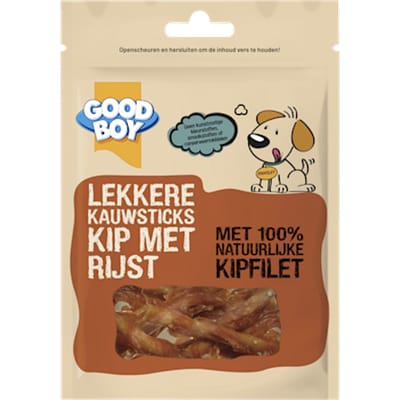 Lekkere kauwsticks kip met rijst