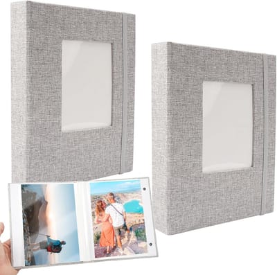 Klein fotoalbum 13 x 18 cm - Luxe insteekalbum met linnen omslag - 2 verpakkingen - Voor gezinnen, bruiloft en vakantie