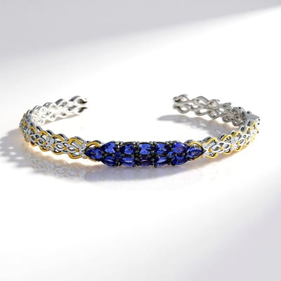 Cavill - 925 Sterling Zilveren Armband met 2,75ct Tanzaniet - Peervorm, Ovaal en Rond - Elegante Damesarmband - Edelstenen uit Tanzania