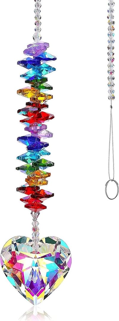 Kristallen Regenboog Zonnevanger Hangend Ornament - Glazen Hartvormige Prisma's Chakra Kralen Hangers Voor Huis Tuin En Raamdecoratie
