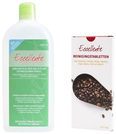 Eccellente Startpakket voor Philips koffiemachine – ontkalker 500ml (5x) + 10 reinigingstabletten