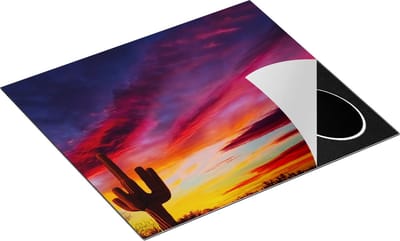 Chefcare Inductie Beschermer Cactus bij Oranje Zonsondergang - 60x50 cm - Afdekplaat Inductie - Kookplaat Beschermer - Inductie Mat