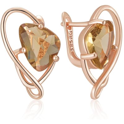 Bruine Natuurlijke Zirconia Druppeloorbellen Voor Vrouwen Mode Geometrie Roségoud Kleur Hoge Kwaliteit Etnische Bruids Sieraden brown
