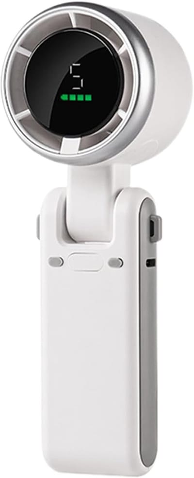 Kleine zakventilator, draagbare handventilator, opvouwbare draagbare bureauventilator | USB oplaadbaar, lange batterijduur, digitaal display, geschikt voor dames en heren voor buitengebruik