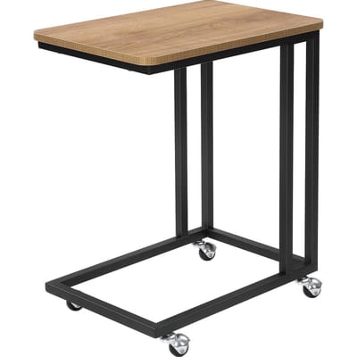 O'DADDY® Bijzettafel - Metaal met Hout - Bijzettafels - Houten Bijzettafeltje - Tafeltje - Salontafels - Mango - Bedtafeltje - Bijzet Tafel - Kleine Banktafel - Laptoptafel - Koffietafel Industrieel - Sidetable met wielen - 50 x 35 x 55 cm