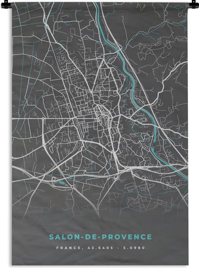 Wandkleed - Wanddoek - Salon-de-Provence - Stadskaart - Kaart - Plattegrond - Frankrijk - 120x180 cm - Wandtapijt