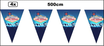 4x Vlaggenlijn Viva Las Vegas 500cm - Casino feest verjaardag fun festival evenement