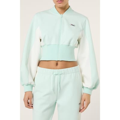 FILA Lecore Cropped High Rib Scuba Track Jacket Soothing Sea-egre Size: XS | Hoodies & Sweatshirts Outlet | Dames | Wit
