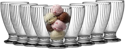 Urban Living IJscoupes/ijsschaaltjes - 9x stuks - 280 ml - glas - met relief - dessertschaaltje