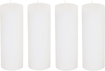 Set van 4 Rustieke Stompkaarsen Grijs - Lange Brandduur 95 Uur - Druppelvrij
