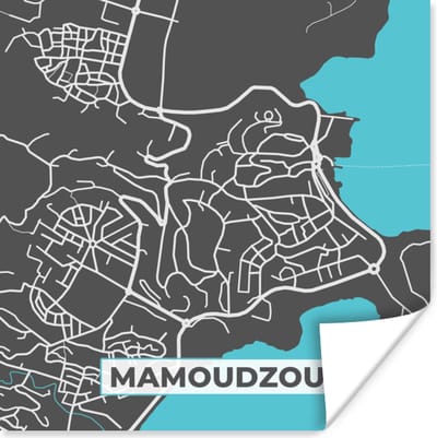 Poster Mamoudzou - Frankrijk - Stadskaart - Kaart - Plattegrond - 100x100 cm XXL