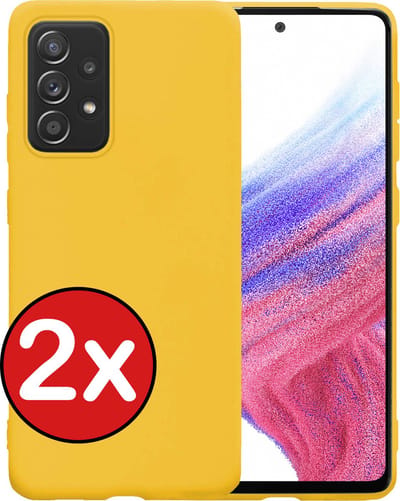 Hoesje - 2 Stuks - Geschikt voor Samsung Galaxy A53 - Sterk & Shockproof - Telefoonhoes - Back Cover - Case Siliconen - Telefoon Hoes - Geel