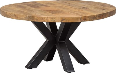 Mangohouten Salontafel Glendale 90 cm Mahom Industrieel - Kleine tafel van Mangohout & Metaal - Industriële Huiskamertafel