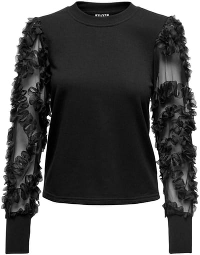 Jacqueline de Yong Trui Jdyfairview Life L/s Sweat Jrs Noo 15220558 Black/frill Dot Dames Maat - L