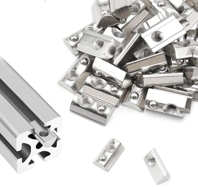 50 stuks M6 moeren met centreerkogel van koolstofstaal voor T-groeven, geschikt voor aluminium profielen en constructies, groefbreedte 8 mm