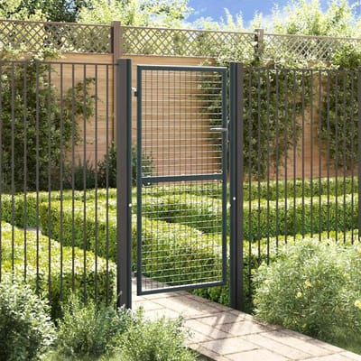 Metalen Tuinpoort - Hekwerk Deur - Toegang Creëren - Stevig Gaasontwerp - 100x225cm - Grijs