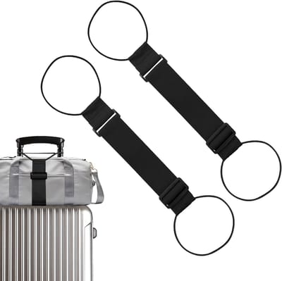 Verstelbare Kofferspanners voor Bagage, Elastische Reisaccessoires voor Extra Tassen, Duurzaam en Kleurrijk (Zwart + Regenboog)