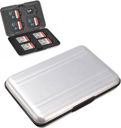 Thijox - Beschermende SD-kaarthouder van Aluminium - 8 Sleuven voor SD- en TF-kaarten - Waterdicht en Duurzaam - Ideaal voor Fotografie, Camping en Re