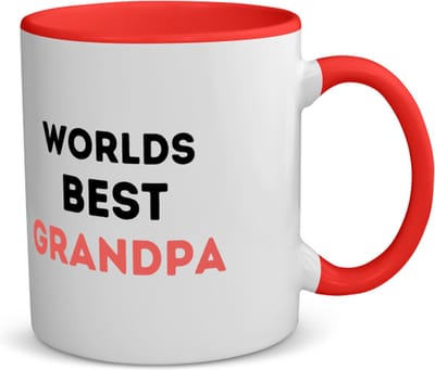 Akyol - worlds best grandpa koffiemok - theemok - rood - Opa - de beste opa - verjaardag - verjaardagscadeau - cadeau - beste kinderen - cadeautje voor opa - opa artikelen - kado - geschenk - gift - 350 ML inhoud