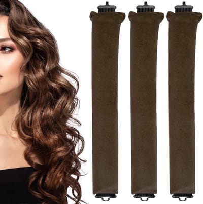Haarrollers voor Heatless Curls - Overnachting Krullen - Geen Warmte - 3 stuks - Geschikt voor Lang Haar - Bruin - Allecta