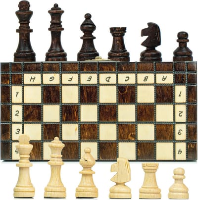 Hoogwaardig Houten Schaakspel 21 cm - Draagbaar Schaakbord Set voor Kinderen en Volwassenen