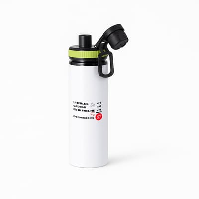 Hacebo® - 50 jaar Sarah en Abraham cadeau - waterfles met draaidop groen - Hoera 50 jaar - 50 jaar cadeau - Jubileum man en vrouw - met opdruk - Grappige tekst - Jarig - Verjaardag - water fles - 850ML