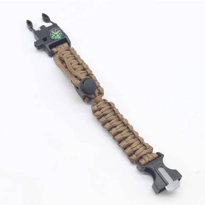 CHPN - Survival-Armband - Paracorn - Armband met kompas - Kampeer armband - 5-in-1 - Magnesium stick - Kompas - Paracord - Bruin - One size