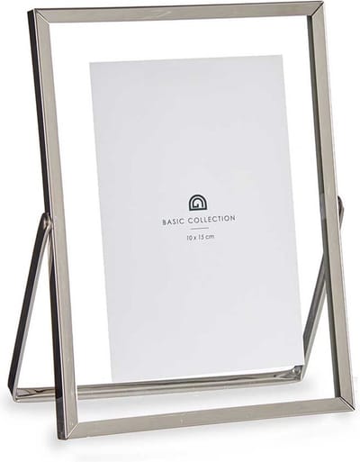 Giftdecor Fotolijstje voor 10 x 15 cm foto - zilver - metaal - Modern - frame 16 x 21 cm - staand