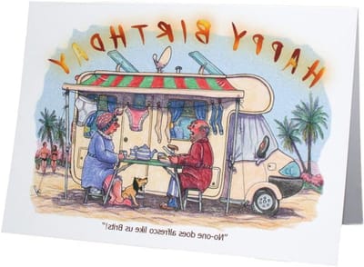 Grappige Wenskaart - Verjaardagskaart Humor - Gefeliciteerd Wensen - Uniek Cartoon Ontwerp - A5 Formaat - Grijs Beige