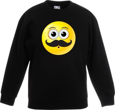 emoticon/ emoticon sweater snor zwart kinderen 98/104