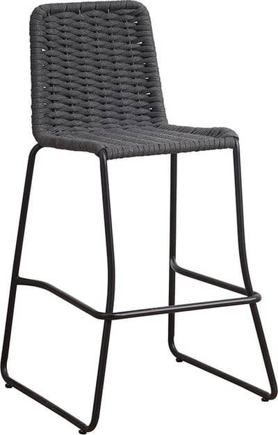 Bolt Edge Barkruk Rotan - Antraciet/Zwart - Rieten - Rugleuning - 74cm Hoog - Voor Buiten