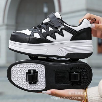 Chaussures de Fugue pour Enfants Printemps et Automne Nouvelles Petites Chaussures Blanches pour Filles Aide Moyenne Chaussures de Planche Décontractées pour Garçons avec Roues Chaussures à Poulie 38 white