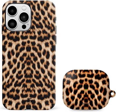 xoxo Wildhearts telefoonhoesje geschikt voor iPhone 14 Pro Max met AirPods Pro (2) hoesje - set - Wild Thing - Double Layer - Telefoonhoesje met dubbele beschermlaag - Panterprint - Tijger - Panter - Tijgerprint hoesje