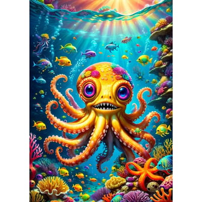 Enjoy Puzzle legpuzzel Cute Octopus - 1000 stukjes kleurrijk onderwaterplezier.