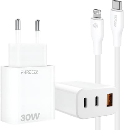 Adapter en oplaadkabel geschikt voor iPhone iPad met Lightning naar usb C kabel - Snellader 30w - Usb adapter met 1m kabel