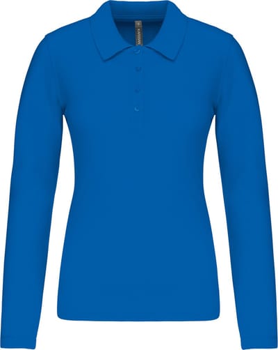 Kariban Piqué-damespolo lange mouwen K257 - Light Royal Blue - 3XL